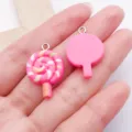 Hars lolly bedels roze DIY sieraden accessoires voor handgemaakte oorbellen set - Lolly / 1 Stuk (26x17x5mm) / Rozerood