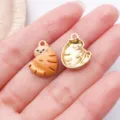 Süße orange Katze Emaillierte Charm Anhänger Metall DIY Schmuck Zubehör für Ohrring Kette - Gelbe Eingerollte Katze