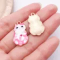 Rosa Katze Emaillierung Anhänger süße Legierung DIY Schmuck Zubehör für handgemachte Ohrringe - Rosa Emaille Katze