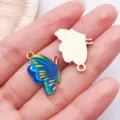 Enamel butterfly charm detail shot, blue and yellow gradient metal DIY jewelry pendant. - Printed Butterfly (15818) / 1 Piece (16x24mm) / Dark Blue