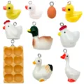 Resin duck chicken egg charms DIY jewelry making pendant for necklace bracelet keychain accessories - Animal Egg Series (SN1743) / 10 Pieces/Pack