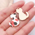 Emaillierte Glückskatze Anhänger DIY Schmuck Basteln für Handgemachte Ohrringe Halsketten - Schwarz Orange Rückseite Katze