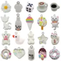 Ciondoli in Resina 20 Stili Accessori Gioielli Fai da Te Orsetto Ciambella Portachiavi - Misto / Set da 20 Pezzi / Bianco
