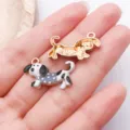 Cute enamel dachshund dog pendant alloy DIY jewelry accessories animal charms set item - Polka Dot Dachshund Style (27731) / 1 Piece/Pack (23.5x15mm) / Gray