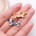 Dachshund enamel metal charm pendant DIY handmade bracelet necklace jewelry making accessory SKU - 1 Piece/Pack (23.5x15mm) / Grey Spotted Dachshund (27731)