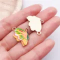 Enamel butterfly alloy charm pendant for DIY handmade jewelry bracelet necklace crafting. - Printed Butterfly (15817) / 1 Piece (16x24mm) / Orange Yellow