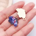 Blue enamel butterfly charm metal pendant for DIY handmade bracelet necklace jewelry making. - Printed Butterfly (15821) / 1 Piece (16x24mm) / Navy Blue