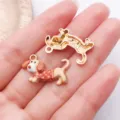 Cute Dachshund Enamel Dog Charm Pendant DIY Jewelry Accessory Gold Tone Metal Craft - 1 Piece/Pack (23.5x15mm) / Light Brown Star Dachshund (27736)
