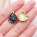 Schwarzer Katzen Anhänger, goldfarbenes Metall DIY Schmuck Accessoire für Ohrringe Kette - Schwarze Eingerollte Katze