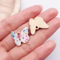 Enamel butterfly charm pendant for DIY handmade jewelry making necklace bracelet accessories - Flower Printed Butterfly (19059)