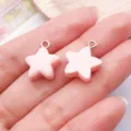 Roze ster hars DIY bedels hanger, schattige knutselaccessoires voor oren en kettingen. - Gematteerde Ster (17160) / 1 Stuk (14x16mm) / Roze
