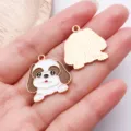 Cute dog enamel charm puppy pendant DIY jewelry accessory gold tone metal alloy piece - King Charles Style (23305) / 1 Piece/Pack (23x22mm) / White