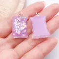 Lila Harz Snack Anhänger DIY Schmuck Zubehör süsser Anhänger für Halskette Schlüsselbund - Rechteckige Süßigkeit / 1 Stück/Packung (16x27mm) / Lila