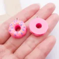 Roze hars donut bedel sieraden maken accessoires DIY handgemaakte oorbellen sleutelhangers - Ronde Donut / 1 Stuk (18x21mm) / Rozerood