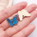 Blue enamel butterfly charms metal pendants for DIY jewelry making bracelets necklaces earrings - Dark Blue Flower Printed Butterfly (19060)