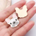 Cute French Bulldog Metal Enamel Pendant Charm DIY Pet Collar Cute Jewelry Accessories - French Bulldog Style (23306) / 1 Piece/Pack (23x22mm) / White
