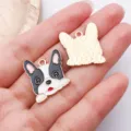 French bulldog metal charm pendant DIY pet collar jewelry accessory cute enamel dog charm - French Bulldog Style (23309) / 1 Piece (23x19mm) / Gray