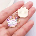 Süßer Katzen Teetasse Emaillierter Anhänger für DIY Halskette Schmuckherstellung Basteln - Emaille Tasse Orangene Katze