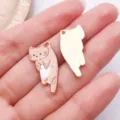 Süßer rosa Katze Metall Emaille Anhänger Charms für DIY handgemachte Ohrringe Halskette Schmuck. - Braun Gelbe Emaille Katze