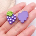 Lila Trauben Harz Anhänger DIY Schmuck Zubehör Süße Frucht Design für Halsketten und Ohrringe - Frucht Traube / 1 Stück (18x23mm) / Lila