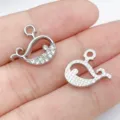 Set dijes joyería DIY cola de ballena plateada con incrustaciones de pedrería y diseño texturizado. - Plateado Ballena Strass (27126)