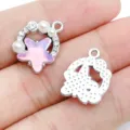Alloy star charm pendant with rhinestones and pearls for DIY jewelry making earrings necklace. - White K Purple Glass UV Star (28434)