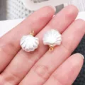 White shell pearl charm pendant for DIY necklace earrings jewelry making accessories SKU - Shell Shape (28645) / 1 Piece/Pack (15x13x6mm) / White