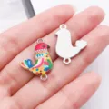 Colorful hummingbird alloy double loop pendant DIY bracelet jewelry accessory detail - Double Loop Printed Pigeon (28028)