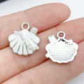 Colgante con dije de concha de perla de metal para hacer joyas de bricolaje pulsera. - Blanco K Blanco UV Esmalte Perla Concha (28077)