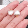 White heart pearl pendant charm DIY necklace earrings jewelry accessories variant - Heart Shape (28647) / 1 Piece/Pack (13x10x5.5mm) / White
