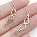 Silver Wing Metal Connector DIY Jewelry Accessory for Bracelet Necklace Making 2pcs - Angel Wing Double Loop Connector (28869)