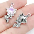 DIY star wand metal pendant with pink rhinestone charm for handmade jewelry making accessories. - White K Purple Glass UV Rhinestone Starfish Meteor (28437)