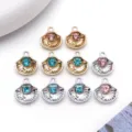 Muschel Strass Anhänger DIY Schmuck Zubehör blau rosa Kristall Metall Dekoration - Strass Ozean Muschel (SN1803) / 10er Pack