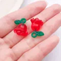 Resin Rose Flower Pendant DIY Jewelry Making Charm Red Green Accessories for Necklace Bracelet - Red Acrylic 3D Rose Flower (27852) / 1 Piece (19x16x12mm) / Red