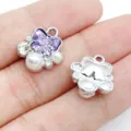 DIY purple butterfly crystal rhinestone pearl alloy charm pendant jewelry accessory. - White K Purple Glass UV Rhinestone Pearl Bowknot (28439)