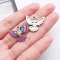 Colorful enamel hummingbird charm pendant DIY alloy bracelet jewelry accessory item SKU display - Spreading Wings Hummingbird (27645)