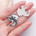 Pendentif dragon gothique en alliage émaillé accessoire bijoux DIY pour collier et porte-clés - Dragon Volant (27933)