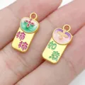 Alloy Enamel Pendant Chinese Style Fortune Charm Ruyi and Persimmon Jewelry DIY Accessory - Persimmon Auspicious Square Tag (28502)