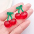 Resin Cherry Charms for DIY Jewelry Making Red Fruit Pendants Craft Accessories Set - Red Acrylic 3D Large Cherry (27855) / 1 Piece (32x26x13mm) / Red