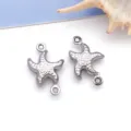 Ανοξείδωτο Ατσάλι Αστερίας Διπλός Κρίκος DIY Κρεμαστό Κόσμημα Ασημί Χρώμα Αξεσουάρ - Στυλ Κούφιος Αστερίας με Διπλό Κρίκο (T3468)