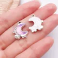 DIY bunte Strass Perle Mond UV Harz Legierung Schmuck Anhänger für Ohrringe und Ketten. - Strass Perle Mond Anhänger (28176) / 1 Stück/Packung / Lila