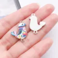 Colorful hummingbird alloy charm double loop DIY bracelet jewelry accessories pendant. - Double Loop Printed Pigeon (28029)