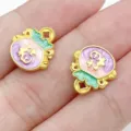 Gold enamel koi lucky coin pendant for Chinese style DIY bracelet jewelry accessory var. - Fortune Bag Style (28505)