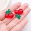 Resin cherry fruit charms pendants DIY necklace bracelet key chain jewelry accessories cute. - Red Acrylic 3D Cherry (27858) / 1 Piece (19x19x9mm) / Red