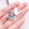 Alloy Enamel Bird Double Loop Pendant DIY Bracelet Jewelry Accessories Colorful Charms - Double Loop Printed Pigeon (28032)