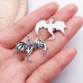 Pendentif dragon occidental gothique en alliage émaillé DIY pour collier boucles d'oreilles - Dragon Magique aux Ailes d'Étoile (28015)