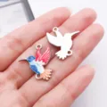 Colibri charm hummingbird pendant alloy jewelry making DIY bracelet accessory colorful enamel - Double Link Little Hummingbird (28055)