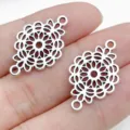 Vintage antique silver hollow flower geometric connectors DIY jewelry making accessories - Hollow Sunflower Double Loop Connector (28880)