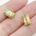 Ancient gold alloy koi fish lucky coin charm pendant, pink green enamel jewelry accessory variant. - Longevity Lock Style (28510)