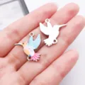 Colorful hummingbird charm alloy pendant DIY bracelet accessory variant display - Double Link Little Hummingbird (28056)